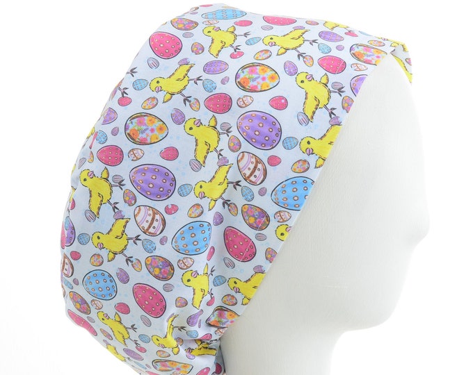 Easter Chicks Scrub Cap, Euro Style Adjustable Surgical Scrub Hat