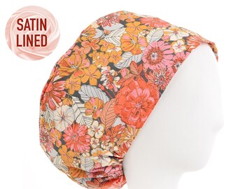 Sunny Lane Satin Lined Surgical Scrub Cap, Euro Style Adjustable Surgical Scrub Hat