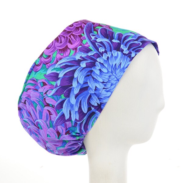 Chrysanthemum Jewel, Satin Lined Option, Scrub Cap, Euro Style Adjustable Surgical Scrub Hat