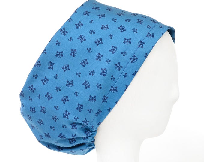 Raccoons Euro Style Scrub Cap, Adjustable Surgical Scrub Hat