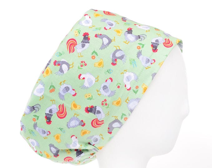 Spring Chickens Scrub Cap, Euro Style Adjustable Surgical Scrub Hat