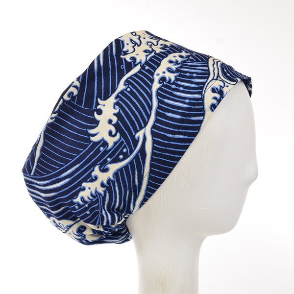 The Wave, Satin Lined Option Scrub Cap, Euro Style Adjustable Surgical Scrub Hat