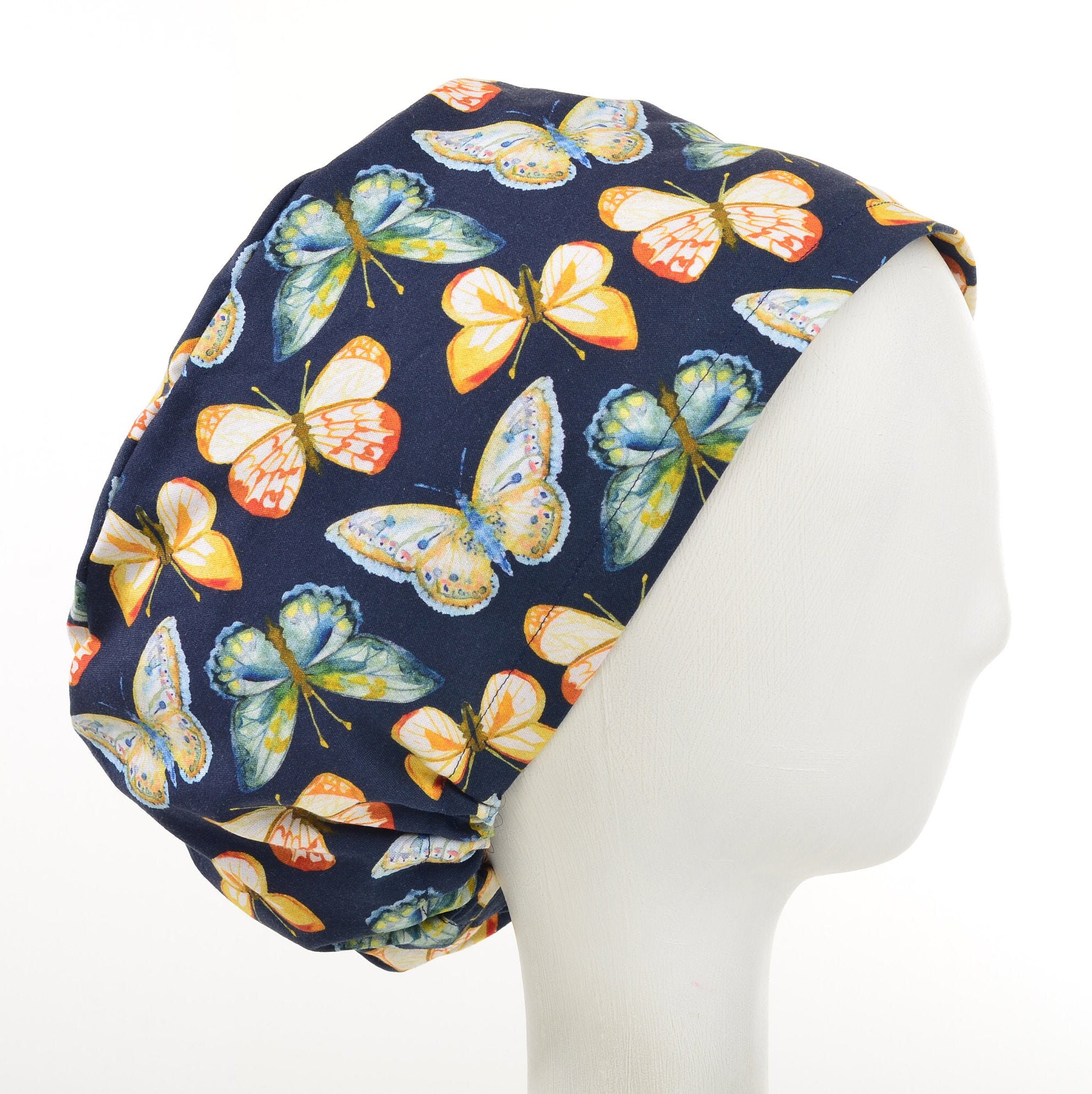 Flutterbys, Satin Lined Option Scrub Cap, Euro Style Adjustable