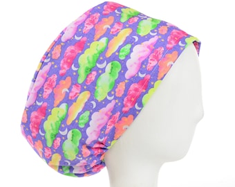 Rainbow Cloudscape Scrub Cap, Euro Style Adjustable Surgical Scrub Hat