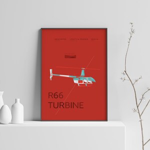 R66 Turbine Plane Illustration Downloadable Poster