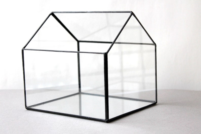 Glass House Terrarium. Stained Glass Planter. Geometric Etsy