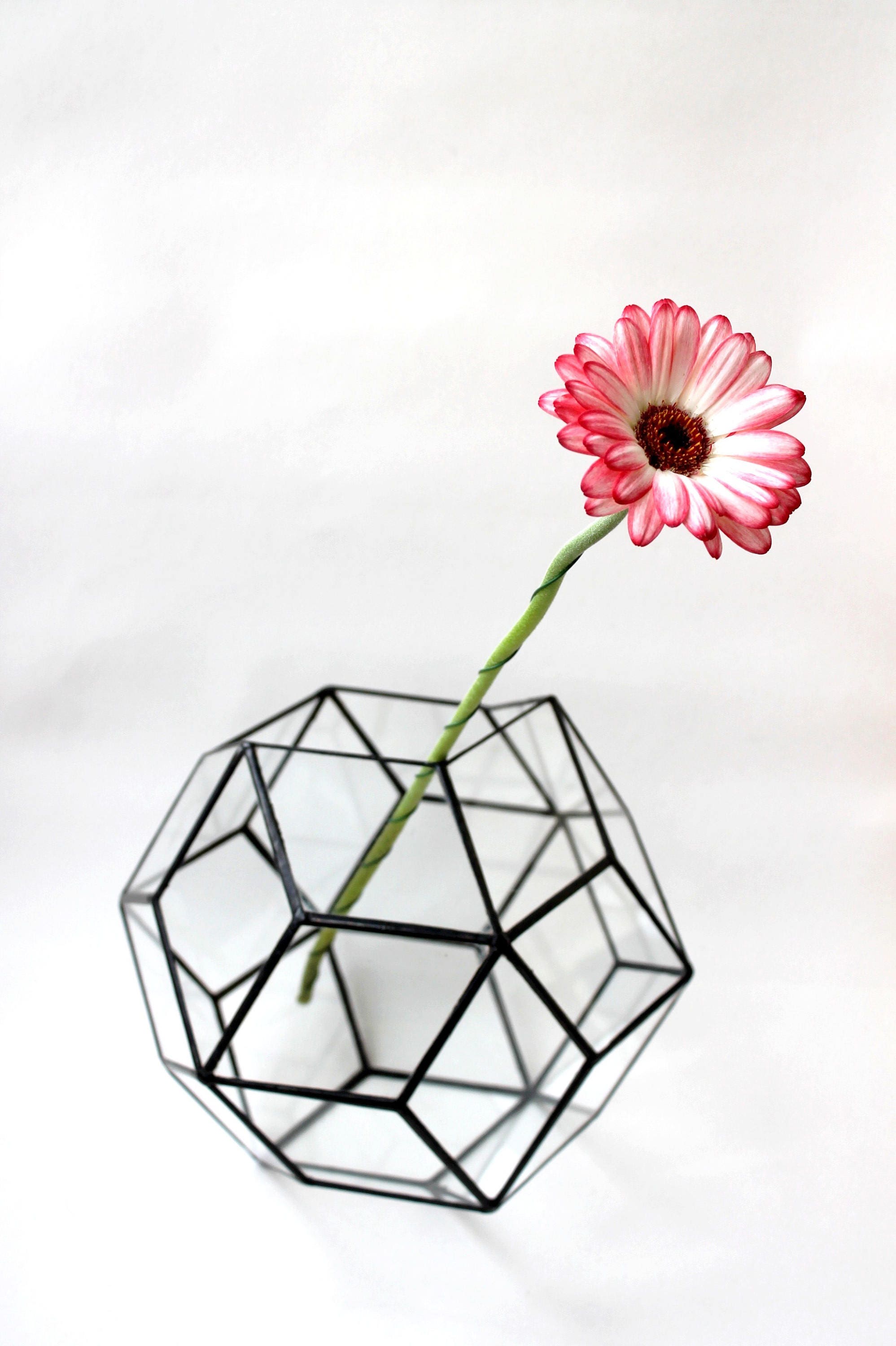 Glass Terrarium. Stained Glass Planter. Geometric Terrarium. Etsy