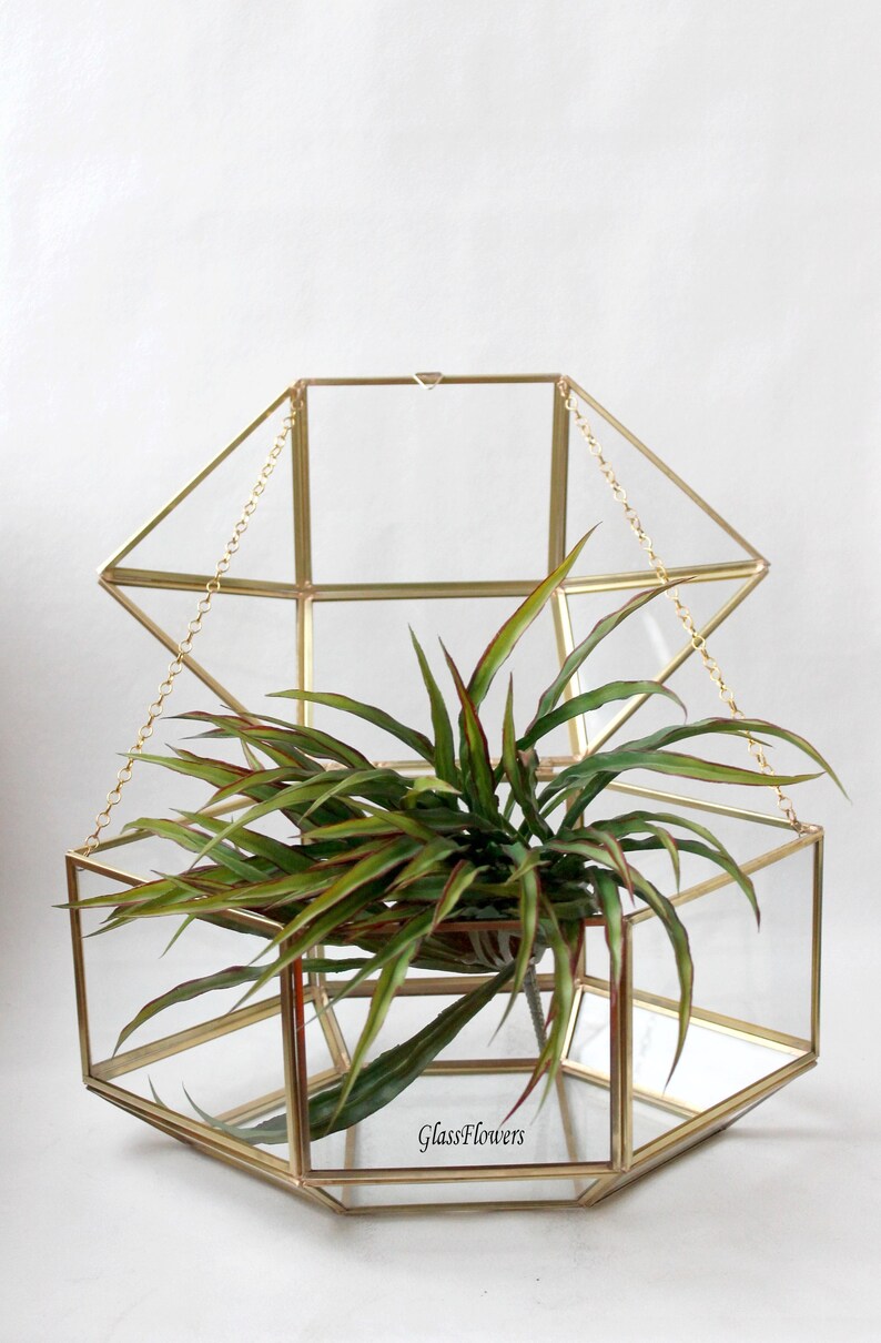 Wedding Card Box. Geometric Glass Wedding Display Box. Gold Etsy