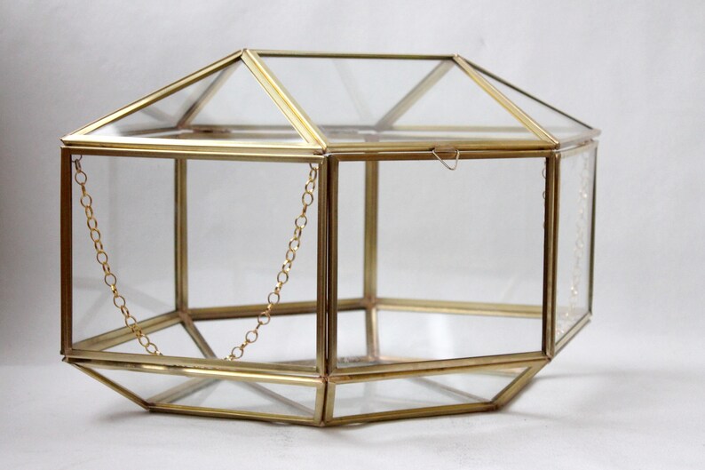 Wedding Card Box. Geometric Glass Wedding Display Box. Gold Etsy