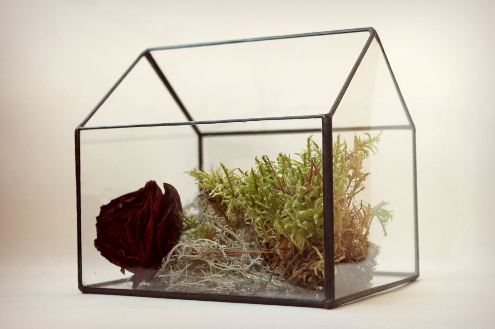 Glass House Terrarium. Stained Glass Planter. Geometric Etsy