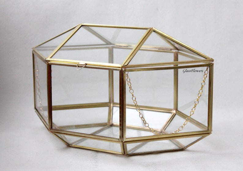 Wedding Card Box. Geometric Glass Wedding Display Box. Gold Etsy