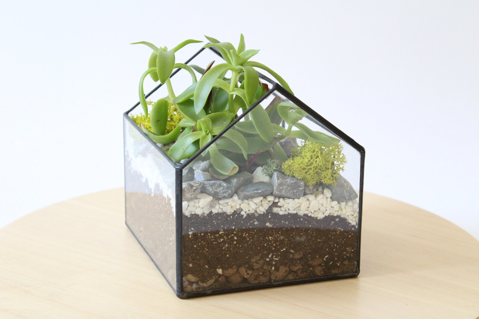 Glass House Terrarium. Stained Glass Planter. Geometric Etsy