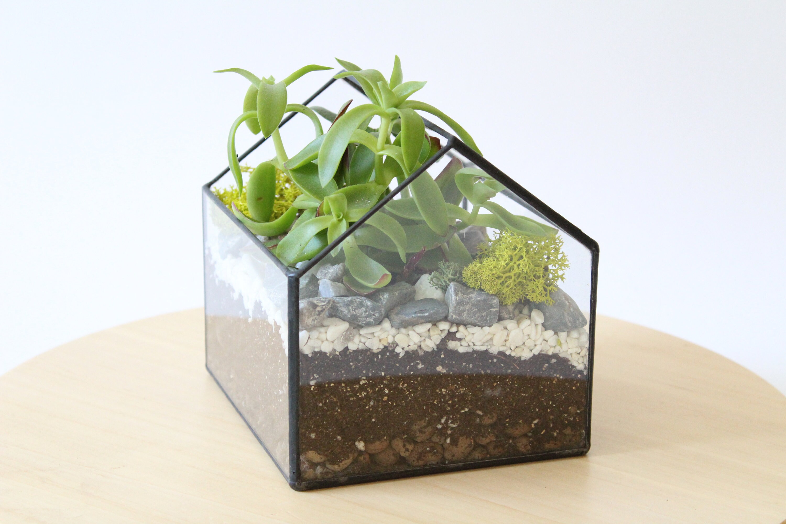 Glass House Terrarium. Stained Glass Planter. Geometric Etsy