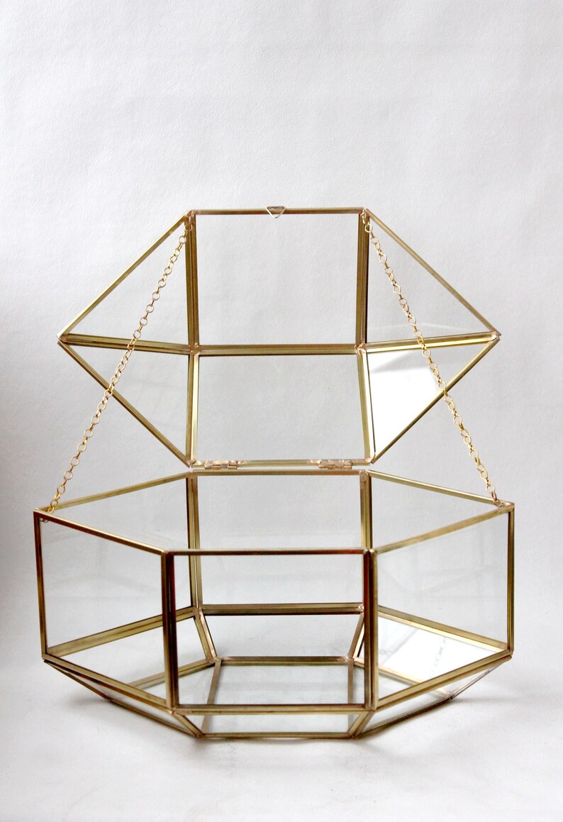 Wedding Card Box. Geometric Glass Wedding Display Box. Gold Etsy