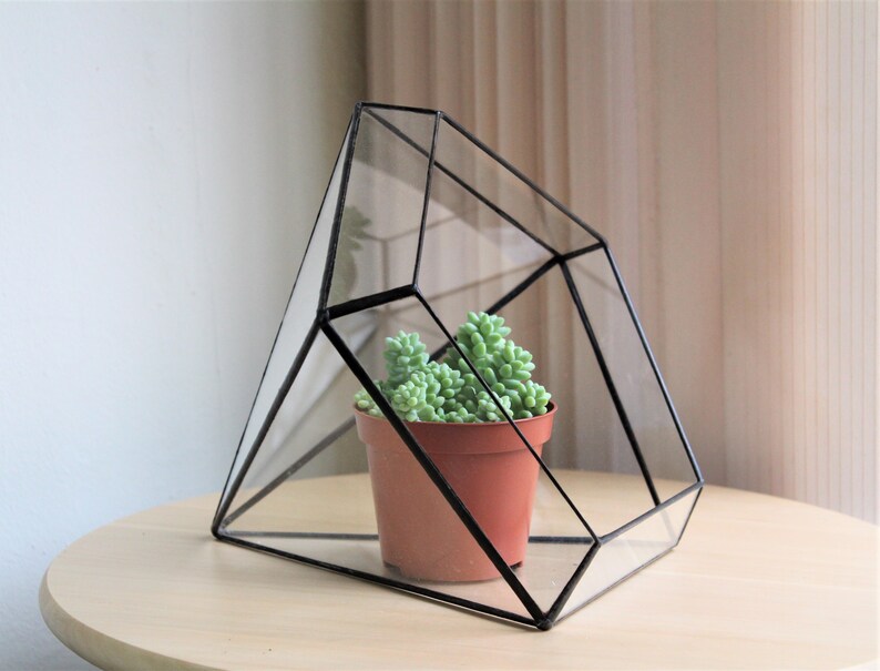 Diamond Terrarium. Stained Glass Planter. Geometric Decor. Etsy