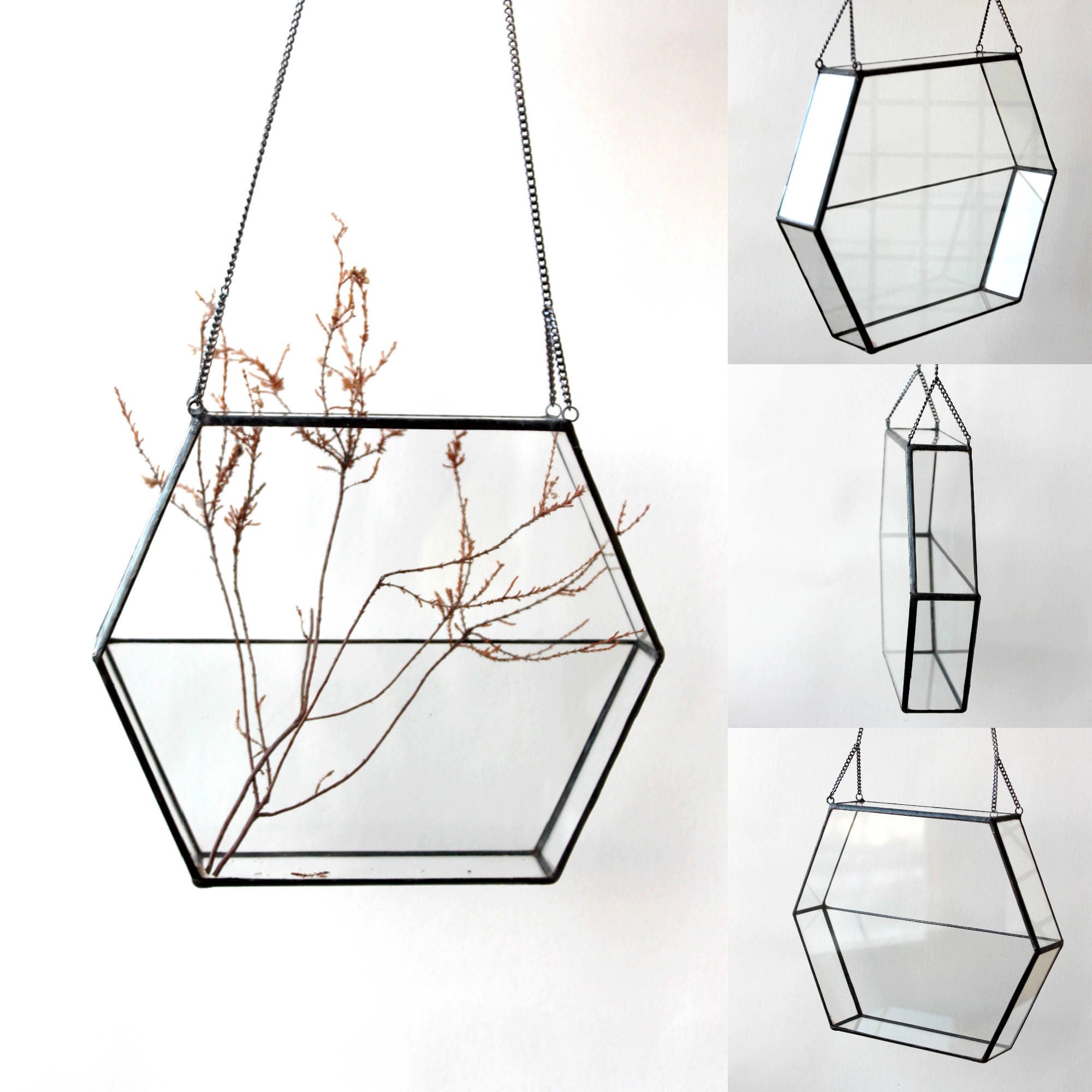 Glass Geometric Terrarium Container Handmade Glass Terrarium Etsy