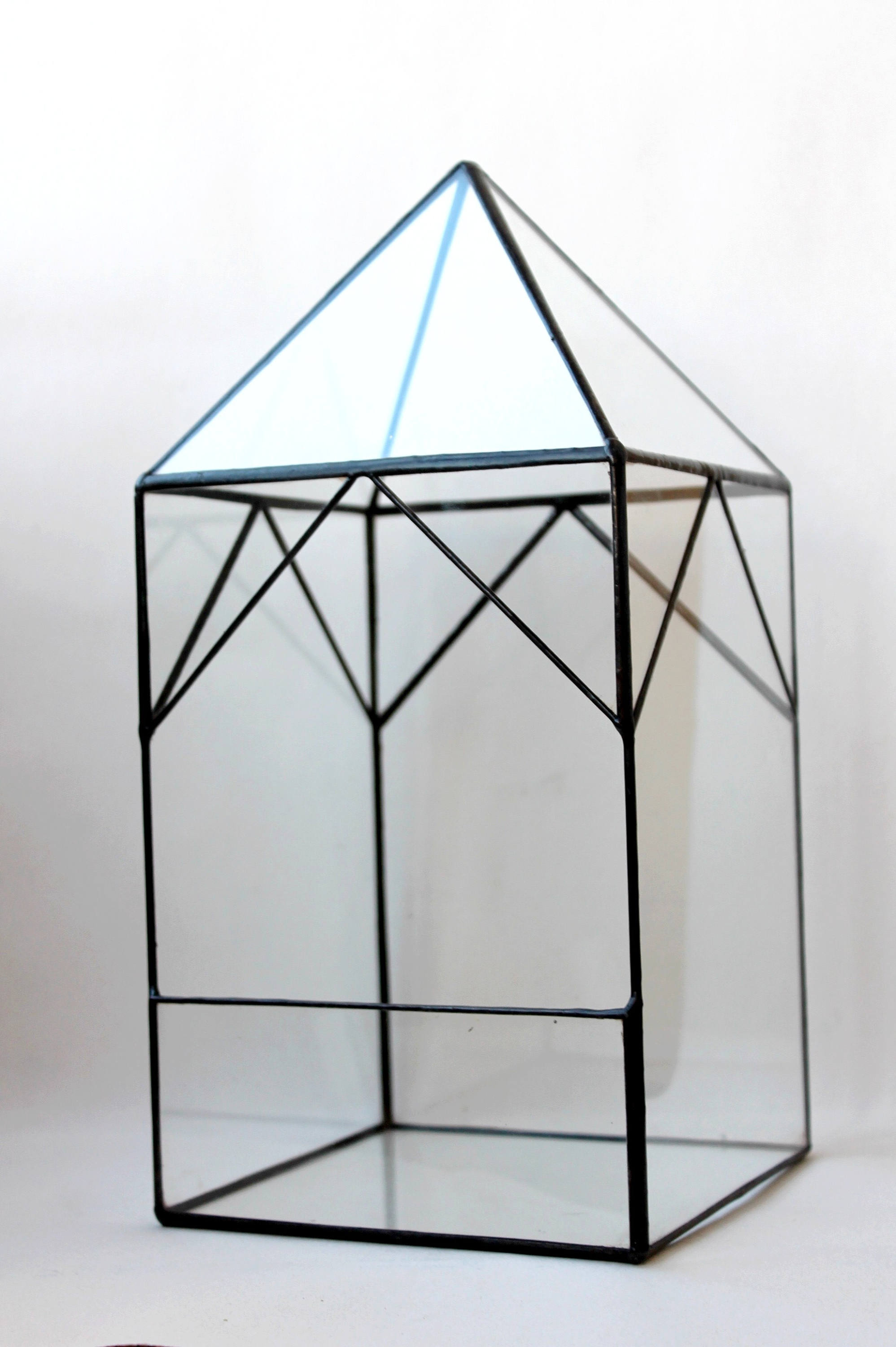 Glass House Terrarium. Stained Glass Planter. Orchid Planter. Etsy