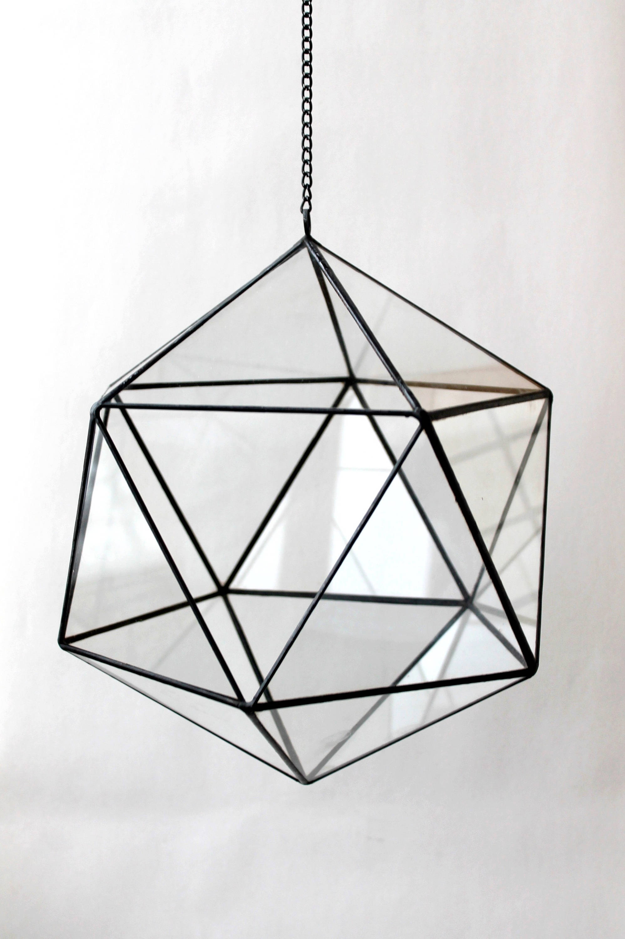 Geometrisches Glas Terrarium - Polyedrischer Blumentopf Für Sukkulenten 12x12x14cm