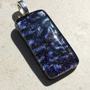 Deep Purple Ripple Texture Dichroic Fused Glass Pendant image 6