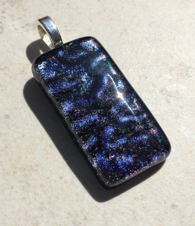 Deep Purple Ripple Texture Dichroic Fused Glass Pendant image 6