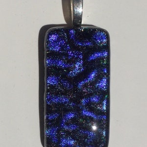 Deep Purple Ripple Texture Dichroic Fused Glass Pendant image 3