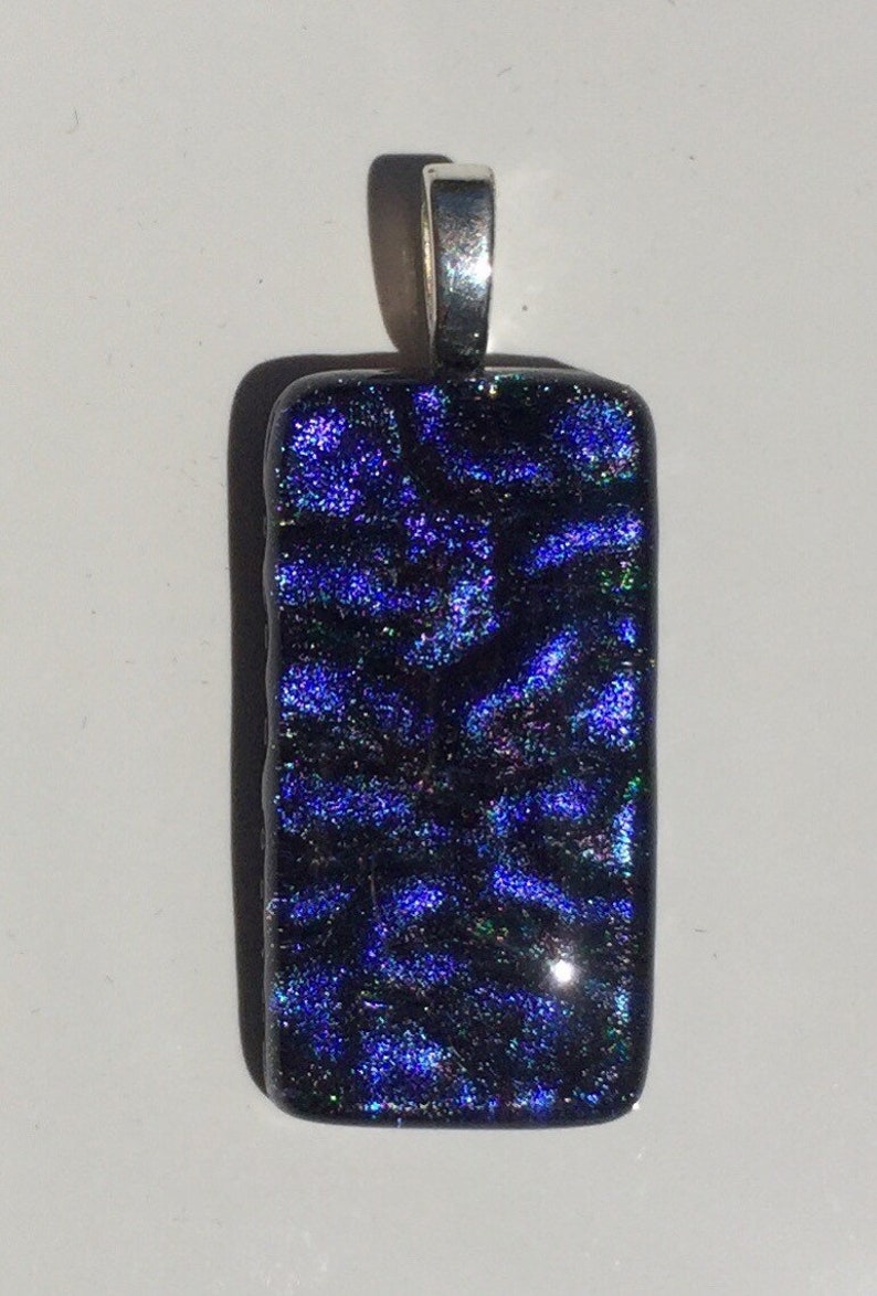 Deep Purple Ripple Texture Dichroic Fused Glass Pendant image 3