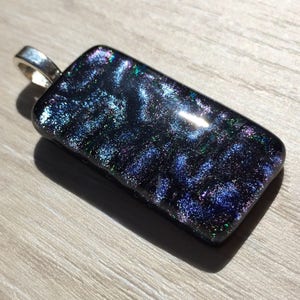 Deep Purple Ripple Texture Dichroic Fused Glass Pendant image 9