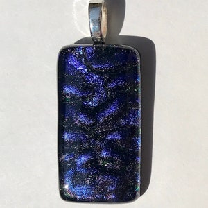 Deep Purple Ripple Texture Dichroic Fused Glass Pendant image 2