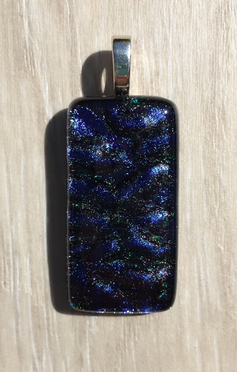 Deep Purple Ripple Texture Dichroic Fused Glass Pendant image 5