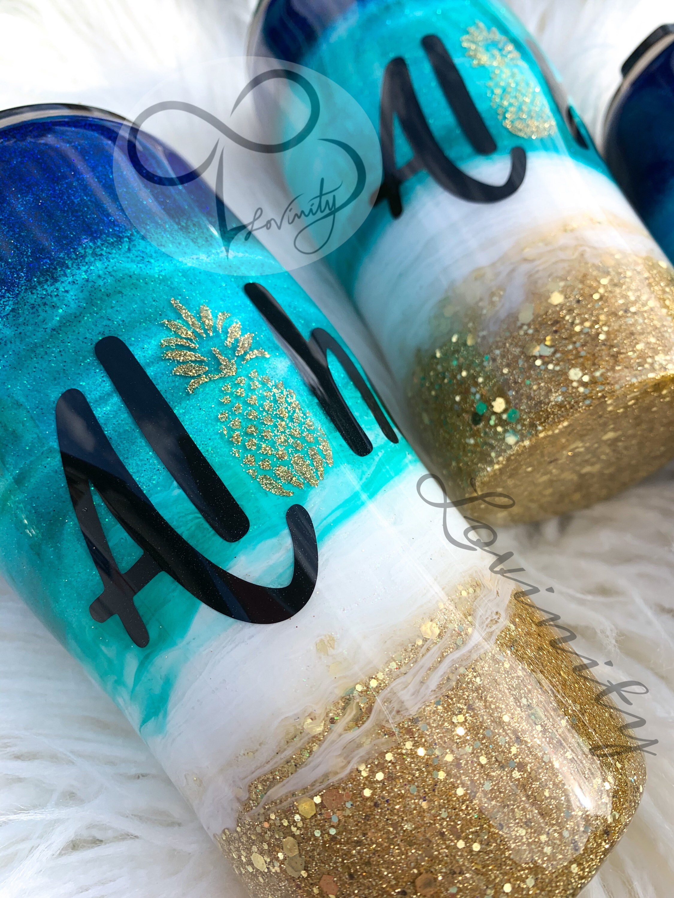 Aloha Beach Tumbler // Glitter Pineapple // Tropical Paradise // Hawa…