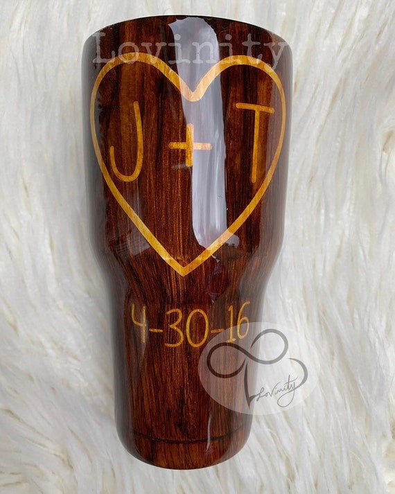 Dark Wood Grain Carved Initials In Tree Trunk 5 Year Etsy