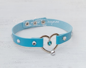 Blue Personalized Tag Glam Bling Rhinestone Bell Cat Custom Kitten Day Collar Choker Pet Play Kitty Sub Daddys Little Girl Petplay mature