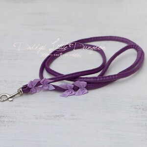 Personalized Cute BDSM Collar & Leash - Purple Bondage Set with Bows, Bell and Custom Tag -   Kawaii, Petplay, Pet play - mature