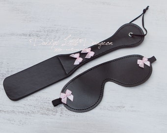 Lindo juego de paletas para azotes BDSM con antifaz para los ojos - Juguetes de impacto de bondage - Sub - Femdom - Sissy - Juguetes sexuales pervertidos - Equipo fetichista - maduro