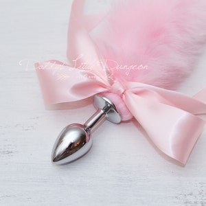 Pretty Pastel Baby Pink Pet Play Starter Set includes Fox Kitty Ears Collar Leash Anal Butt Plug Tail Ball Gag for Kitten Cat Cosplay Petplay BDSM