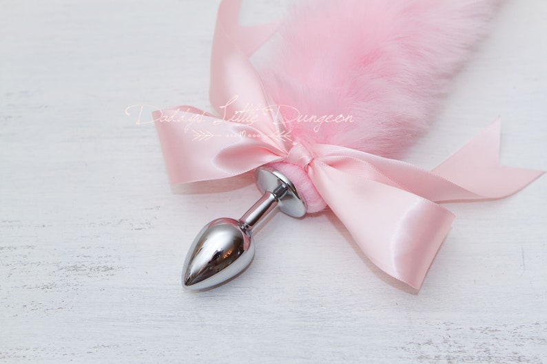 Pretty Pastel Baby Pink Pet Play Starter Set includes Fox Kitty Ears Collar Leash Anal Butt Plug Tail Ball Gag for Kitten Cat Cosplay Petplay BDSM