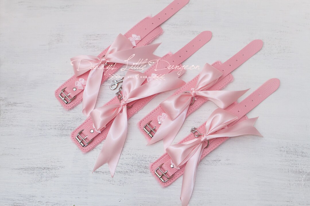 Hot Pink 7pcs Fetish Sexy Bondage Love Cuffs System Set