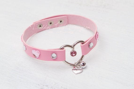 Pink BABY GIRL Glam Bling Bell Cat Custom Kitten BDSM Heart Day