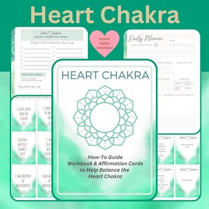 Tarjetas de afirmación del libro de trabajo del chakra del corazón / Promover el bienestar emocional / Afirmaciones positivas / Equilibrar el amor, la compasión y las emociones