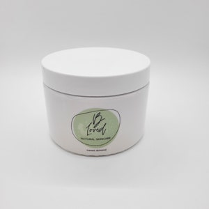 Sweet Almond Bloved Butter made with Shea Butter, Cocoa Butter, Coconut Oil, Vitamin E, Sweet Almond Oil and Castor Oil. Handmade with Love