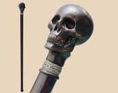 Carved Skull Walking Cane Custom Stylish Cane With a Knob Handle Fashionable Walking Stick Hand Carved Wooden Walking Canes for Men