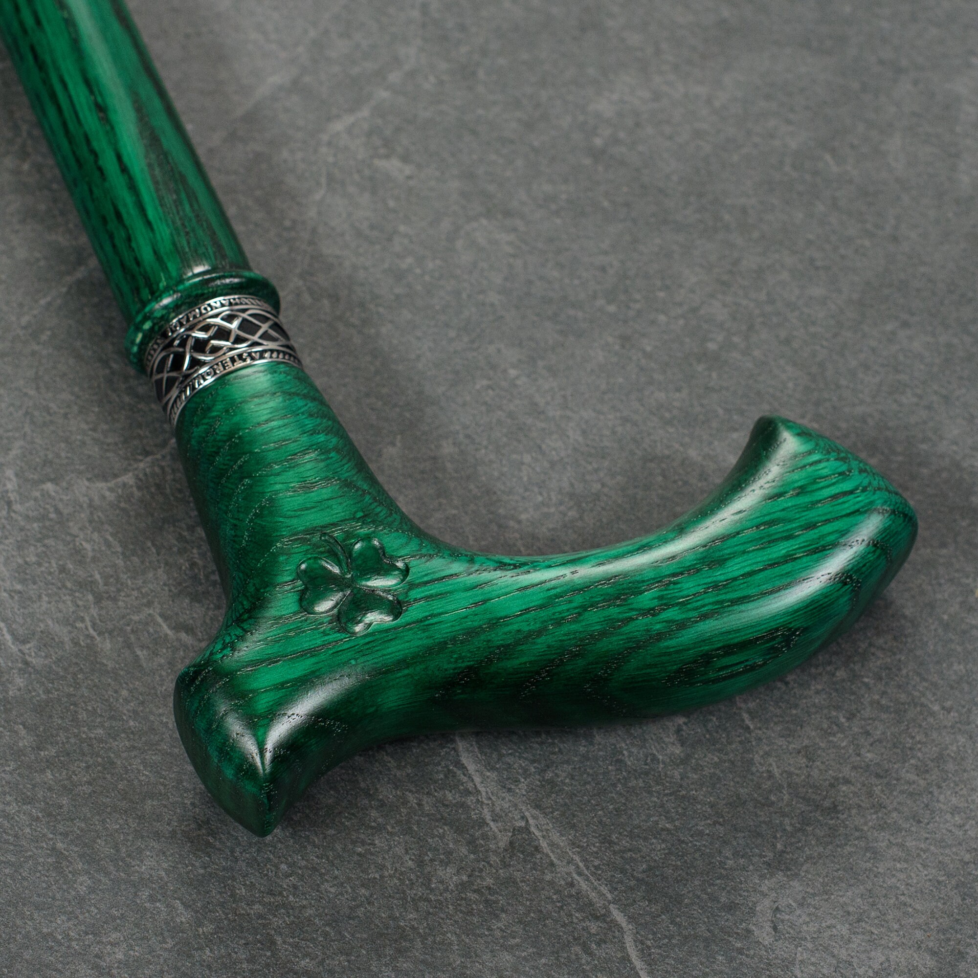 Handmade Irish Ergonomic Wooden Walking Cane Unique Shamrock Etsy