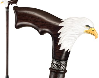 Cane Walking Stick Eagle Bronze head Wood Wooden handmade Red Burl 