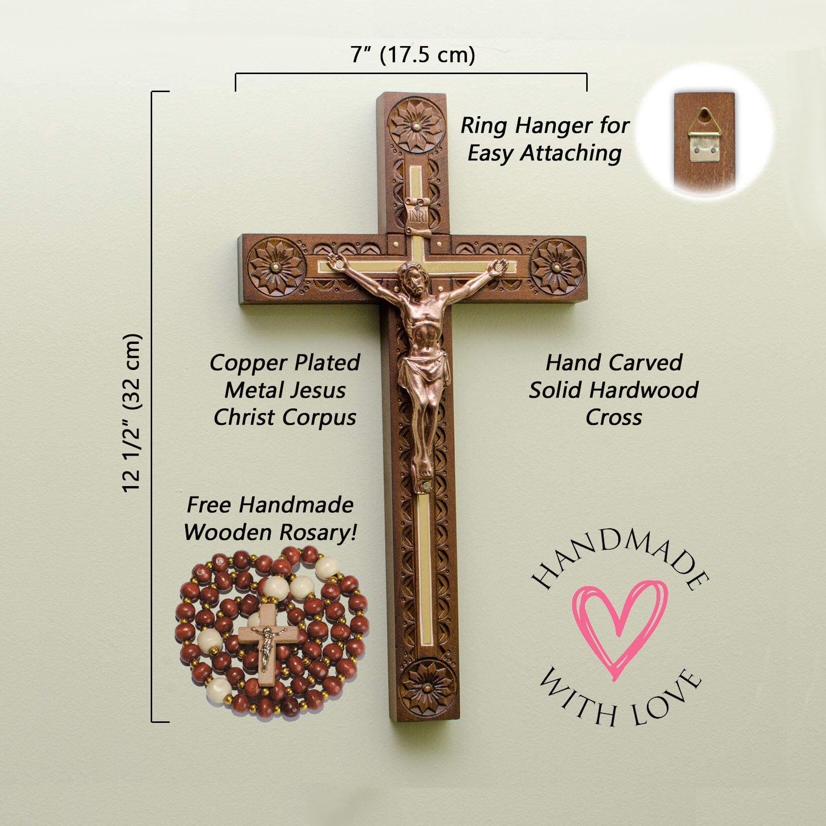 Hand Carved Wall Crucifix Catholic Wood Wall Cross for Home Etsy