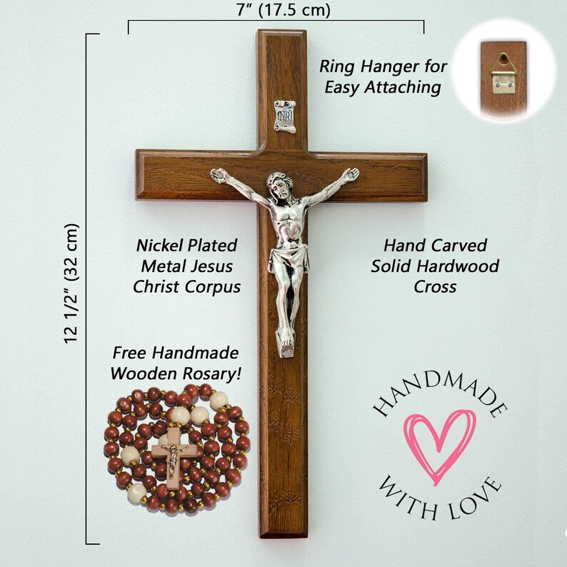 Handmade Wall Crucifix Catholic Wood Wall Cross for Home Etsy