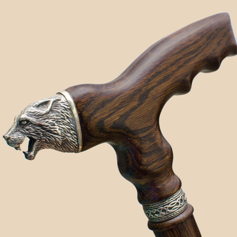 Custom Wolf Walking Cane for Men Wooden Walking Sticks Canes Etsy