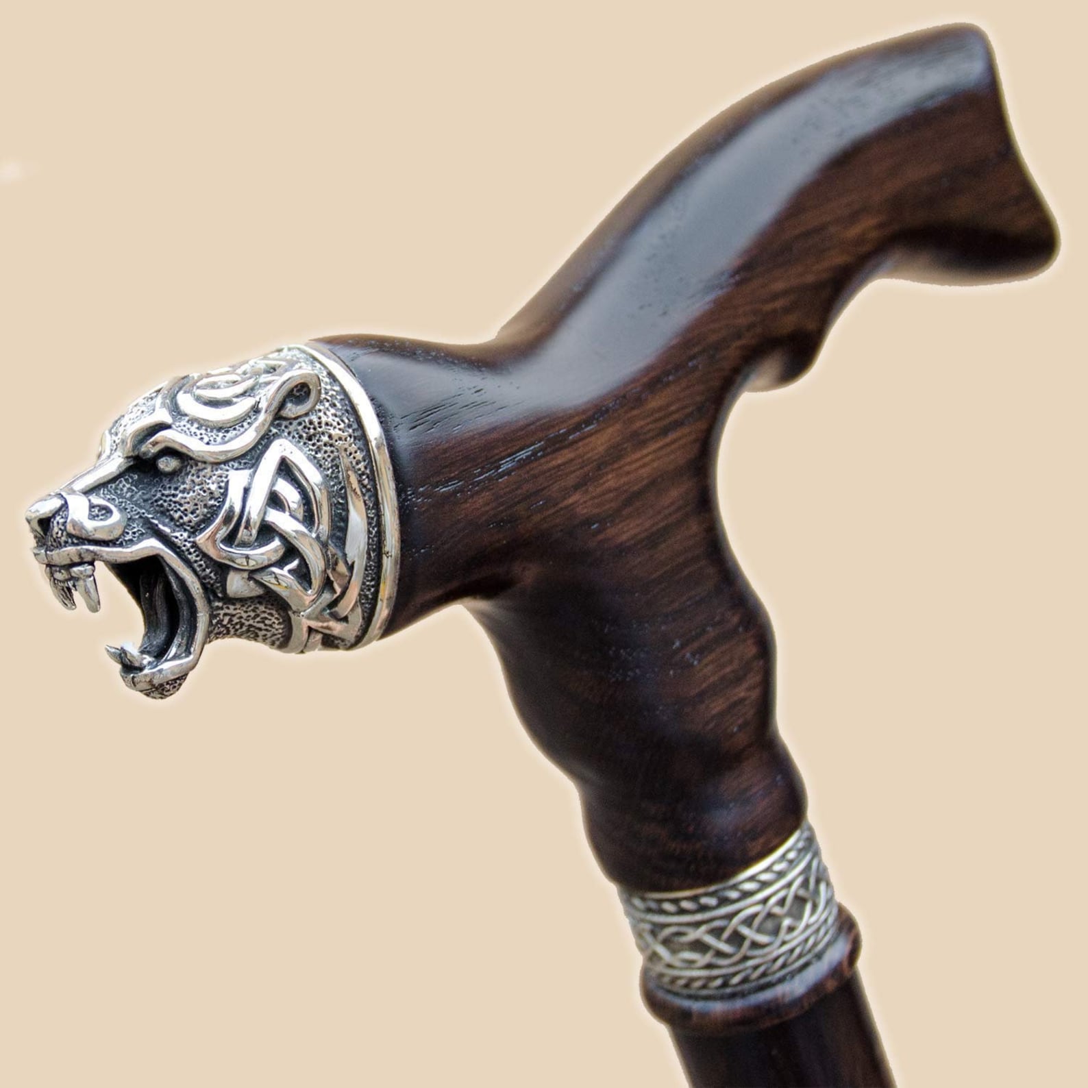 Custom Walking Cane for Men CELTIC BEAR Wooden Walking Canes Etsy