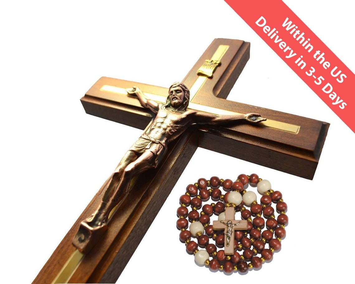 Handmade Wall Crucifix Catholic Wood Wall Cross for Home Etsy