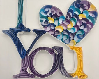 Quilled Herz Papier Kunstwerk - einzigartige individuelle Geschenk - Wandkunst - Wand-Dekor - Quilling Kunst - Valentinstag Geschenk - Liebe - Valentinstag