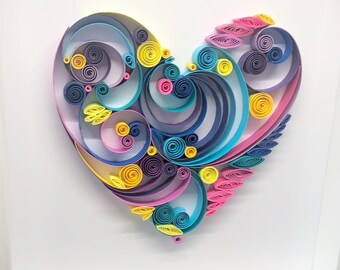 Heart Quilled Paper Artwork - Unique customized gift - Wall Art - Wall Decor - Quilling Art - Valentines Day Gift